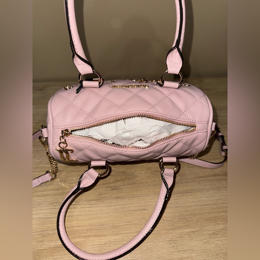 NWT Juicy Couture "Juicy Girl Only Satchel" Dusty Blush Pink Color Quilted Bag - Picture 10 of 13